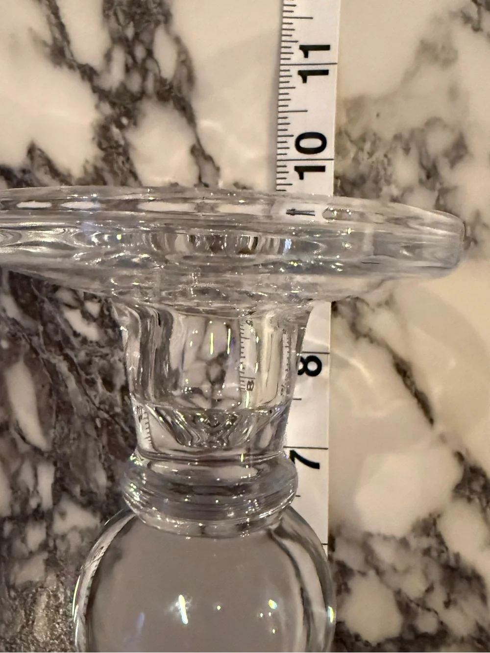 Vintage Clear Glass Stacked Sphere Pillar Candlestick Holder